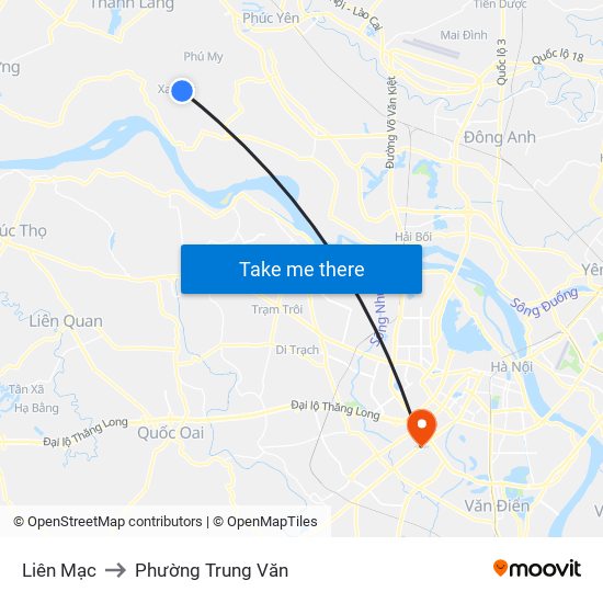 Liên Mạc to Phường Trung Văn map