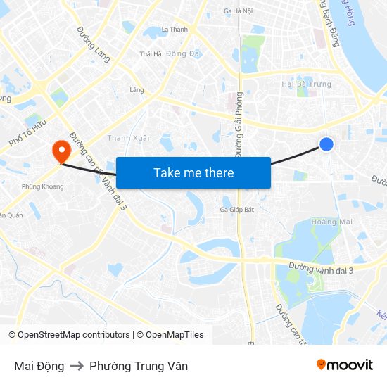 Mai Động to Phường Trung Văn map