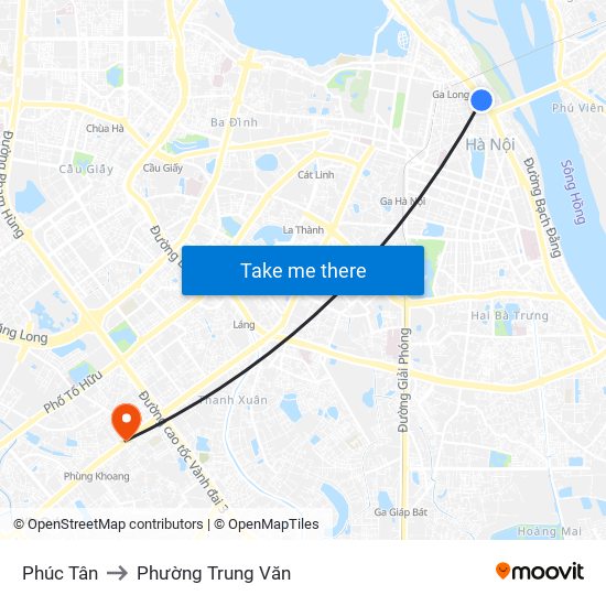 Phúc Tân to Phường Trung Văn map