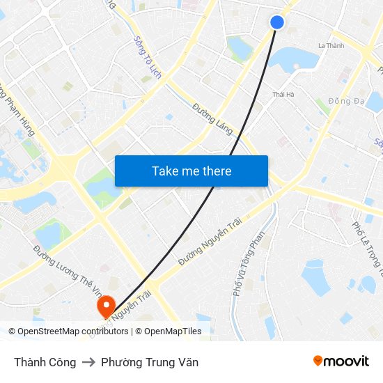 Thành Công to Phường Trung Văn map