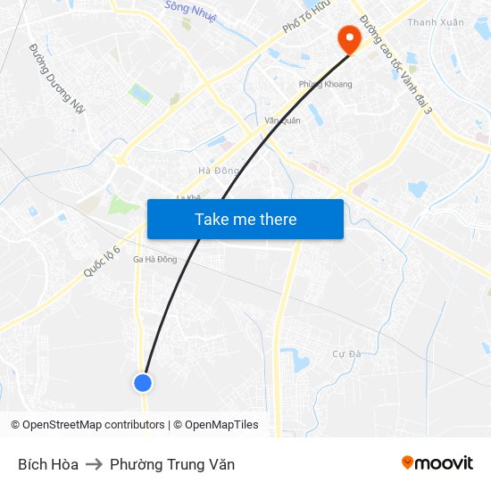 Bích Hòa to Phường Trung Văn map