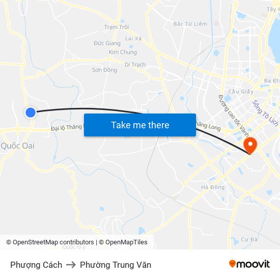 Phượng Cách to Phường Trung Văn map