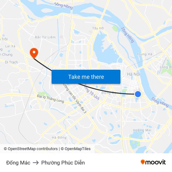 Đống Mác to Phường Phúc Diễn map