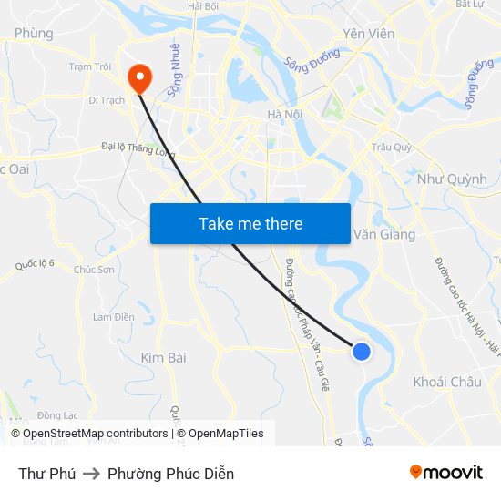 Thư Phú to Phường Phúc Diễn map