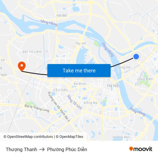 Thượng Thanh to Phường Phúc Diễn map