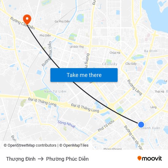 Thượng Đình to Phường Phúc Diễn map