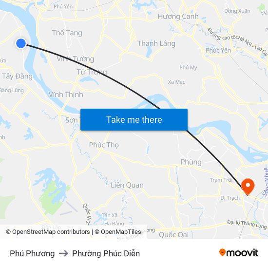 Phú Phương to Phường Phúc Diễn map