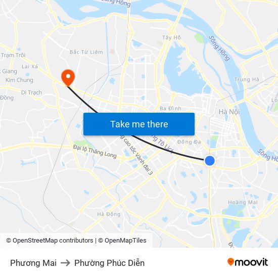 Phương Mai to Phường Phúc Diễn map