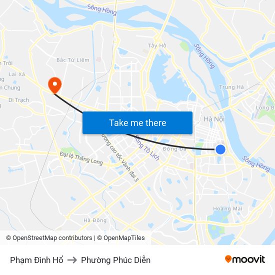 Phạm Đình Hổ to Phường Phúc Diễn map