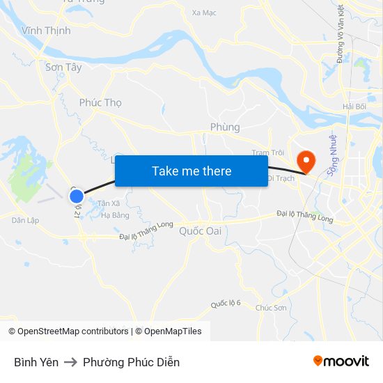 Bình Yên to Phường Phúc Diễn map