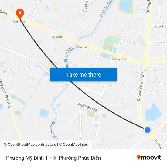 Phường Mỹ Đình 1 to Phường Phúc Diễn map