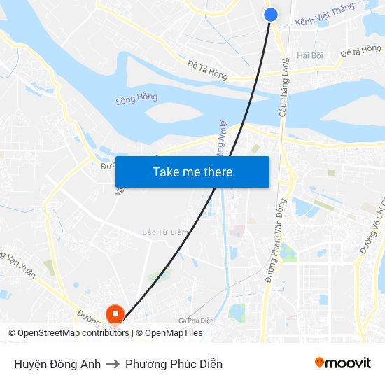 Huyện Đông Anh to Phường Phúc Diễn map