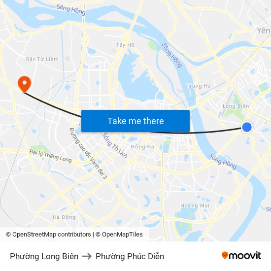 Phường Long Biên to Phường Phúc Diễn map