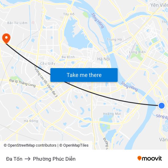 Đa Tốn to Phường Phúc Diễn map