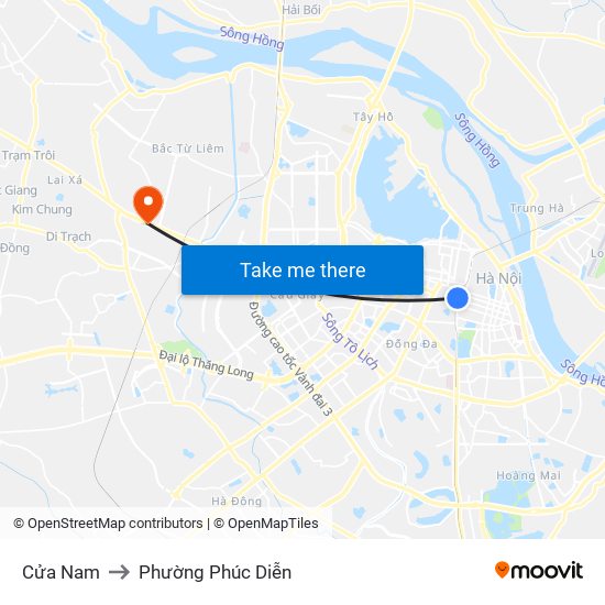 Cửa Nam to Phường Phúc Diễn map