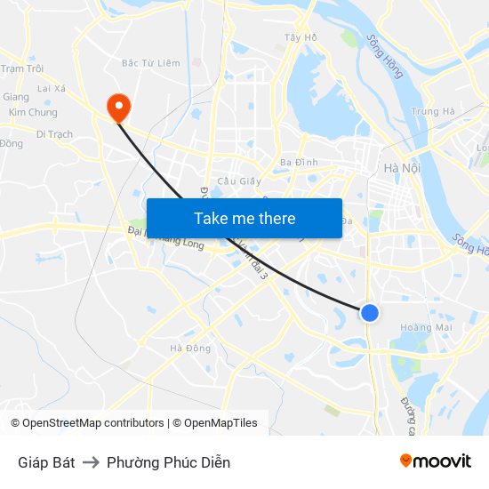 Giáp Bát to Phường Phúc Diễn map