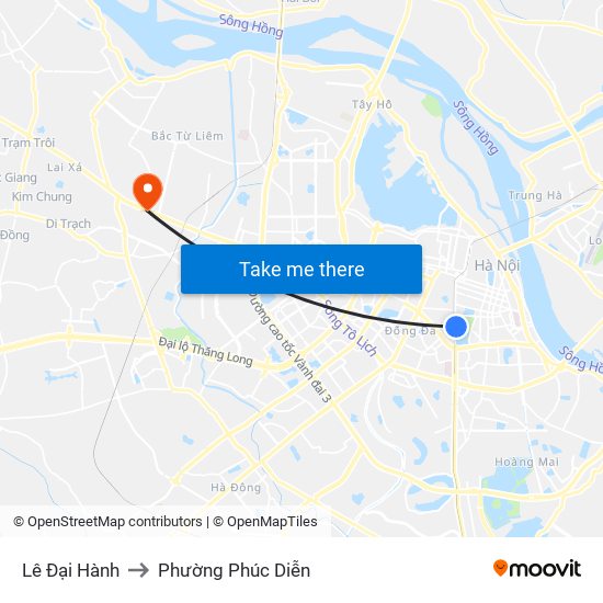 Lê Đại Hành to Phường Phúc Diễn map