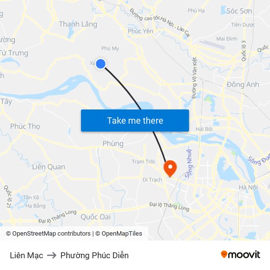 Liên Mạc to Phường Phúc Diễn map