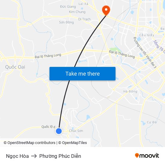 Ngọc Hòa to Phường Phúc Diễn map