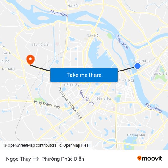 Ngọc Thụy to Phường Phúc Diễn map