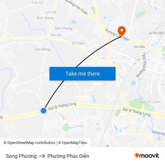 Song Phương to Phường Phúc Diễn map