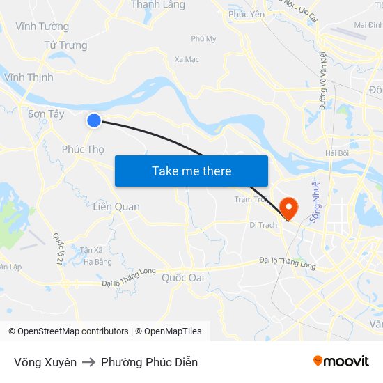 Võng Xuyên to Phường Phúc Diễn map