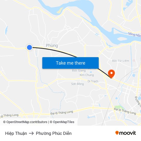 Hiệp Thuận to Phường Phúc Diễn map