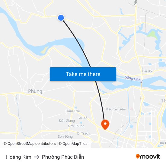 Hoàng Kim to Phường Phúc Diễn map