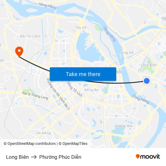 Long Biên to Phường Phúc Diễn map