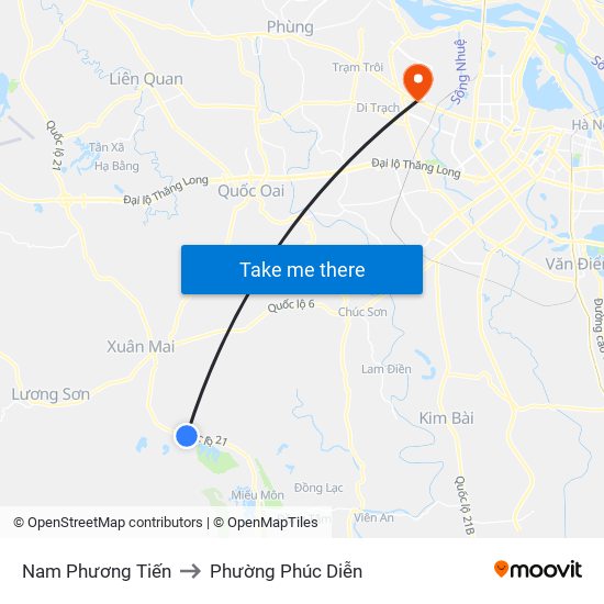 Nam Phương Tiến to Phường Phúc Diễn map