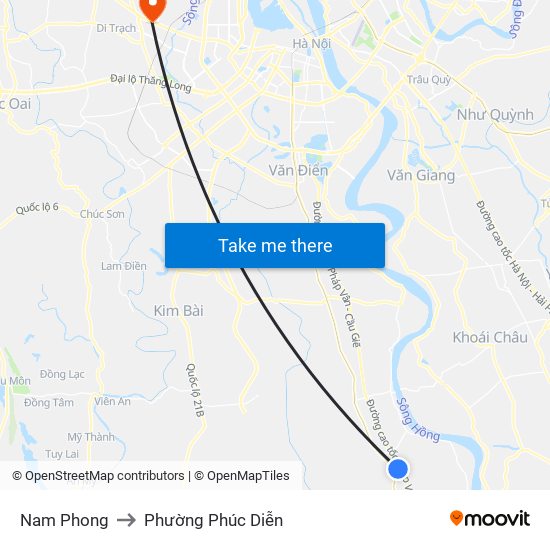 Nam Phong to Phường Phúc Diễn map
