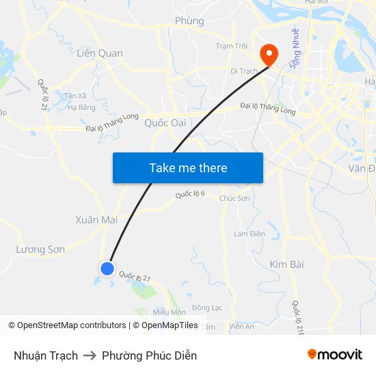 Nhuận Trạch to Phường Phúc Diễn map