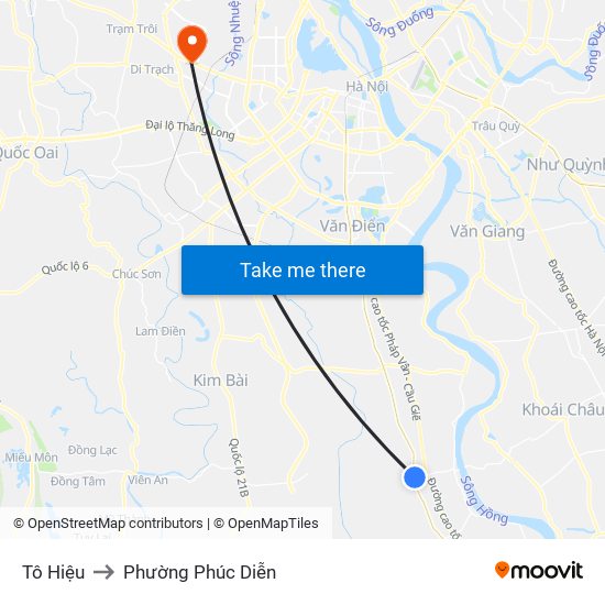 Tô Hiệu to Phường Phúc Diễn map