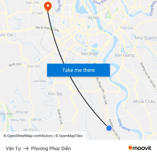 Văn Tự to Phường Phúc Diễn map