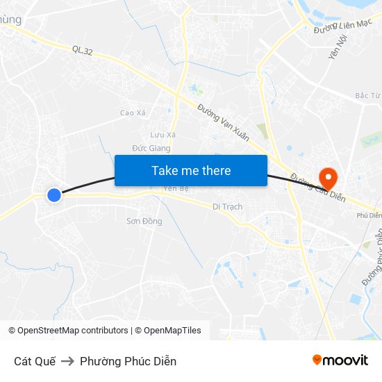 Cát Quế to Phường Phúc Diễn map