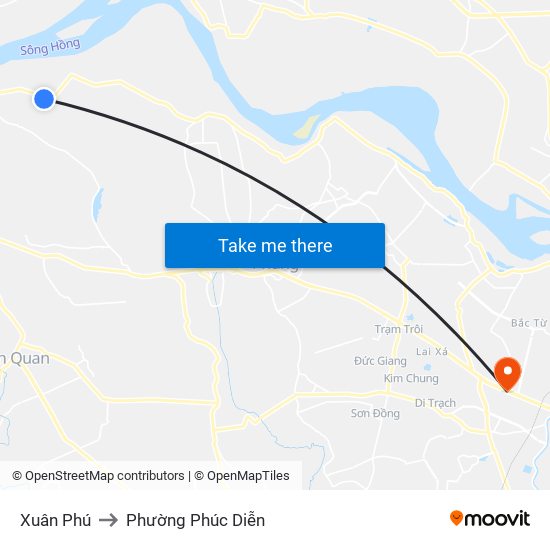 Xuân Phú to Phường Phúc Diễn map