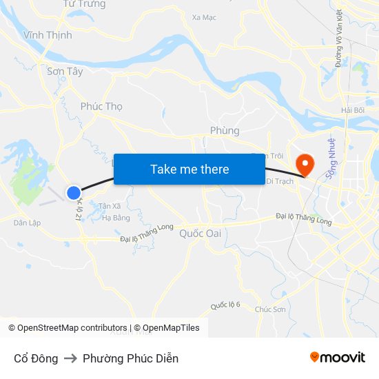 Cổ Đông to Phường Phúc Diễn map