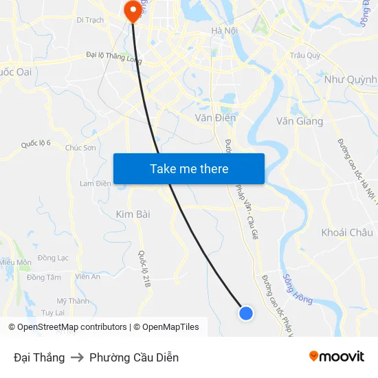 Đại Thắng to Phường Cầu Diễn map