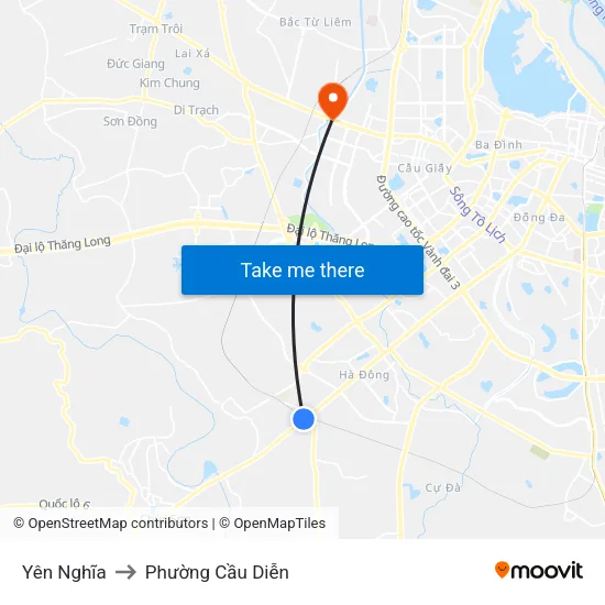 Yên Nghĩa to Phường Cầu Diễn map
