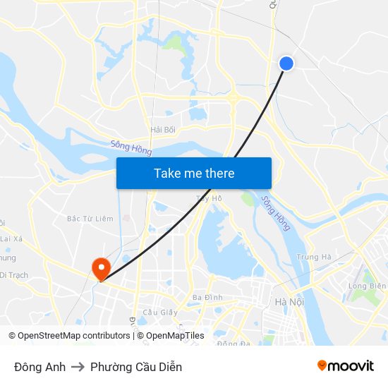 Đông Anh to Phường Cầu Diễn map