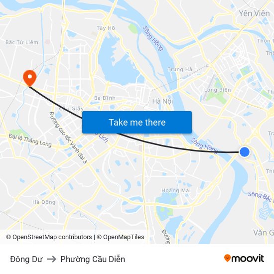 Đông Dư to Phường Cầu Diễn map