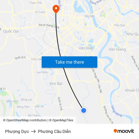 Phượng Dực to Phường Cầu Diễn map