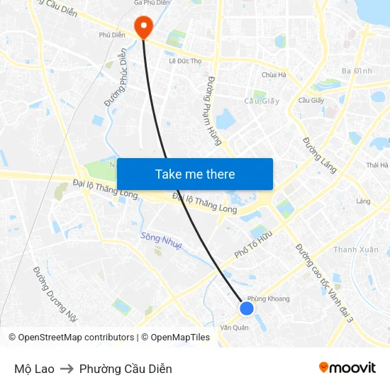Mộ Lao to Phường Cầu Diễn map