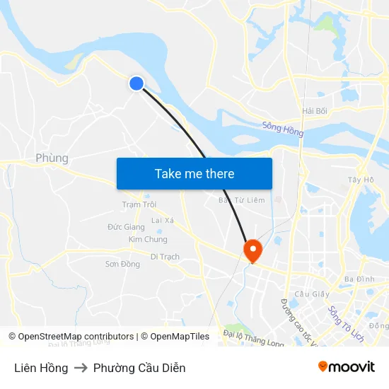 Liên Hồng to Phường Cầu Diễn map