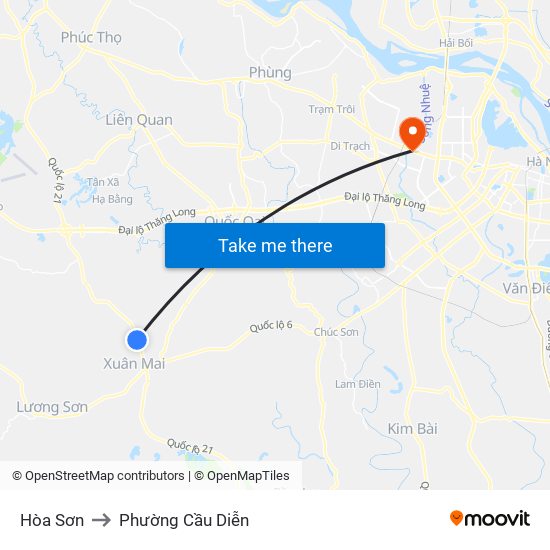 Hòa Sơn to Phường Cầu Diễn map