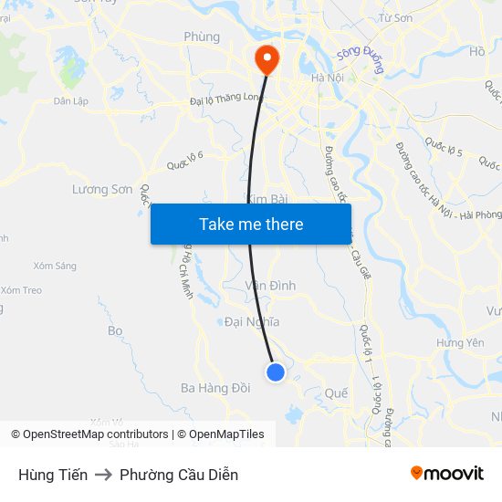 Hùng Tiến to Phường Cầu Diễn map