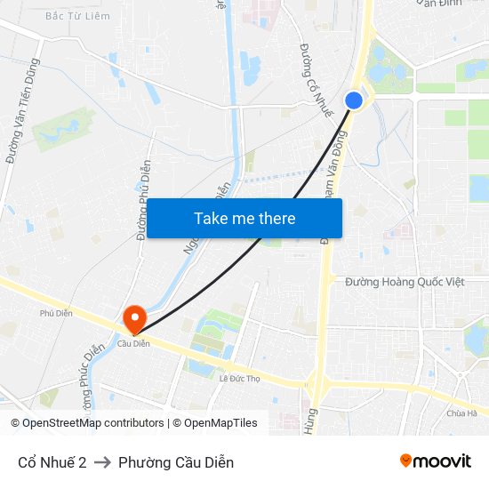 Cổ Nhuế 2 to Phường Cầu Diễn map