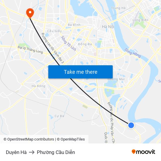 Duyên Hà to Phường Cầu Diễn map