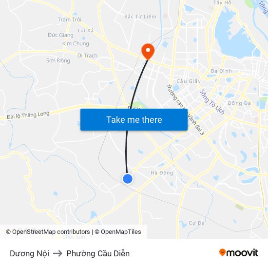 Dương Nội to Phường Cầu Diễn map