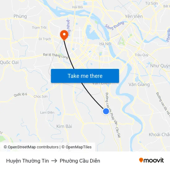 Huyện Thường Tín to Phường Cầu Diễn map